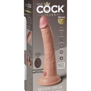 King Cock Elite 7 Inch Vibrating Silicone Dual Density Cock With Remote - Light