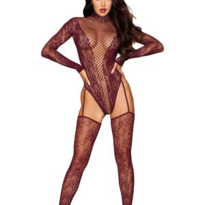 Teddy Bodystocking Dmnd - One Size - Cherry Lacquer