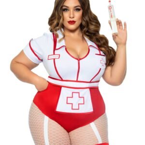 Plus Nurse Feelgood Sexy Costume - 3x/4x - White / Red