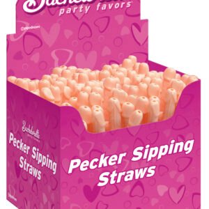 Bachelorette Party Favors - Pecker Sipping Straws - 144 Piece Display - Light