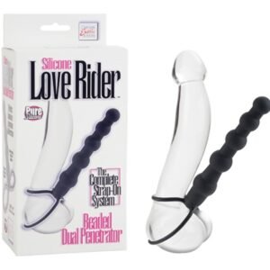 Silicone Love Rider Beaded Dual Penetrator - Black