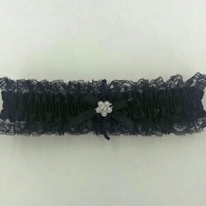 Satin Leg Garter - One Size - Black With Black Lace