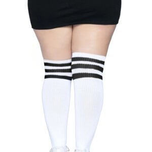 Over the Knee Athletic Socks - 1x/2x - White/black
