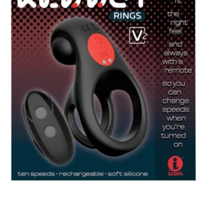Red Dot Vibrating Cock Ring V2 With Remote - Black/red