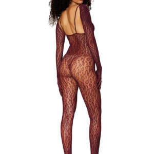 Catsuit Bodystocking and Shrug - One Size - Burgundy