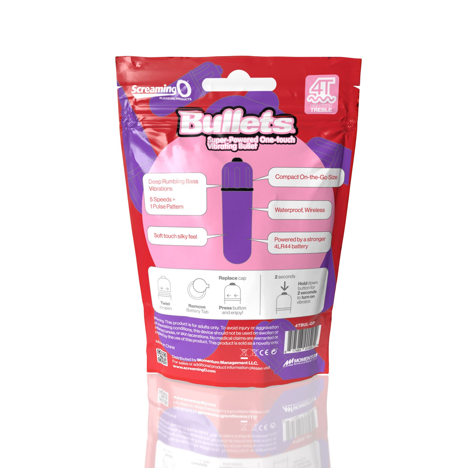 Screaming O 4t - Bullet - Super Powered One Touch Vibrating Bullet - Grape