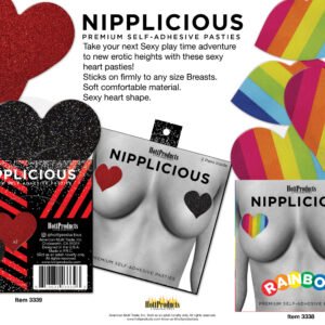 Nipplicious - Heart Shape Pasties - Glitter - Red and Black