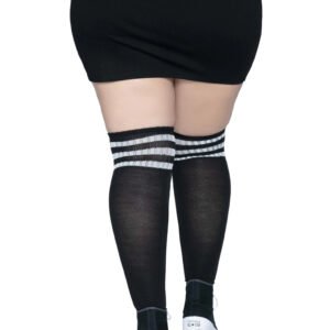 Over the Knee Athletic Socks -1x/2x - Black/white
