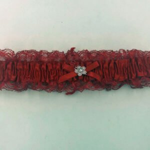 Satin Leg Garter - One Size - Red With Red Lace