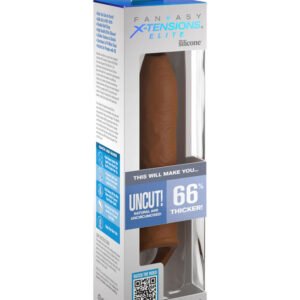 Fantasy X-Tensions Elite Uncut 7 Inch Extension Sleeve With Strap - Tan