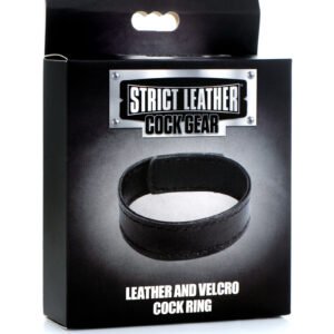 Leather and Velcro Cock Ring - Black
