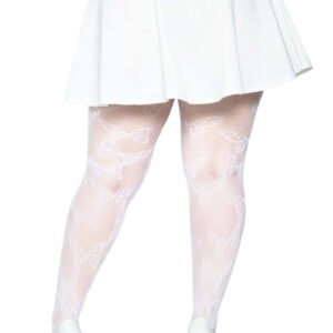 Butterfly Net Tights - 1x/2x - White