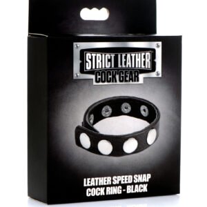 Cock Gear Leather Speed Snap Cock Ring - Black