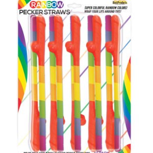 Rainbow Pecker Straws - 10 Pack