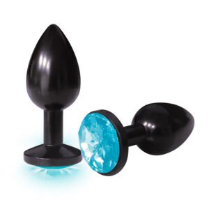 The 9's the Silver Starter Anodized Bejeweled Stainless Steel Plug - Aqua