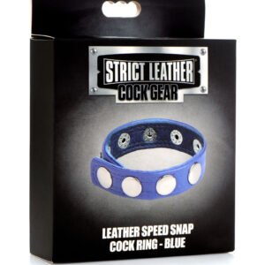 Cock Gear Leather Speed Snap Cock Ring - Blue