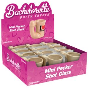 Bachelorette Party Favors - Mini Pecker Shot Glass Display - 12 Piece