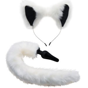 White Fox Tail Anal Plug and Ears Set
