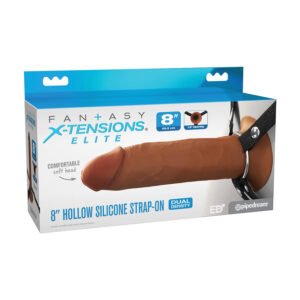 Fantasy X-Tensions Elite 8" Silicone Hollow Strap Dual Density - Brown