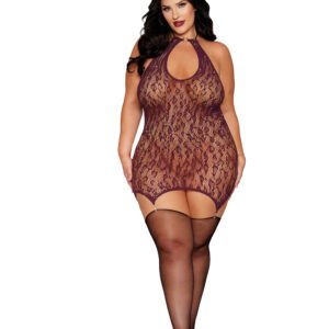Garter Slip Dmnd - Queen Size - Cherry Lacquer