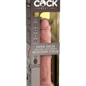 King Cock Elite 9 Inch Vibrating Silicone Dual Density Cock With Remote - Light