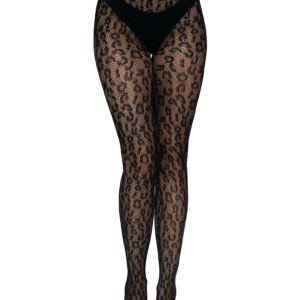 Leopard Net Tights - One Size - Black