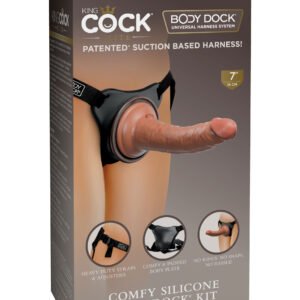 King Cock Elite Comfy Silicone Body Dock Kit - Harness and 7 Inch Dildo - Tan